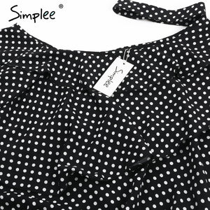 One Shoulder Polka-dot Ruffle Blouse