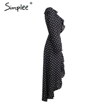 Load image into Gallery viewer, Polka-dot Ruffle Wrap Long Dress