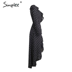 Polka-dot Ruffle Wrap Long Dress