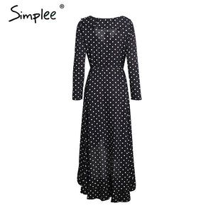 Polka-dot Ruffle Wrap Long Dress