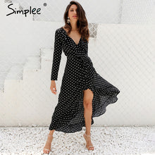 Load image into Gallery viewer, Polka-dot Ruffle Wrap Long Dress