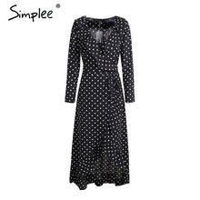 Load image into Gallery viewer, Polka-dot Ruffle Wrap Long Dress