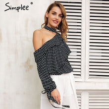 Load image into Gallery viewer, One Shoulder Polka-dot Ruffle Blouse