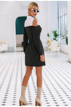 Load image into Gallery viewer, Elegant Two Piece Stripe Office Dress