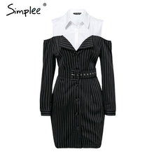 Load image into Gallery viewer, Elegant Two Piece Stripe Office Dress