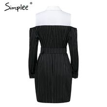 Load image into Gallery viewer, Elegant Two Piece Stripe Office Dress