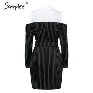 Elegant Two Piece Stripe Office Dress