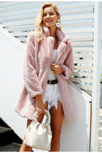 Load image into Gallery viewer, Elegant Shaggy Faux Fur Coat