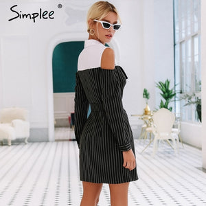 Elegant Two Piece Stripe Office Dress