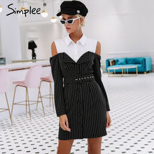 Load image into Gallery viewer, Elegant Two Piece Stripe Office Dress