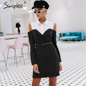 Elegant Two Piece Stripe Office Dress