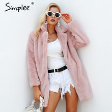 Load image into Gallery viewer, Elegant Shaggy Faux Fur Coat