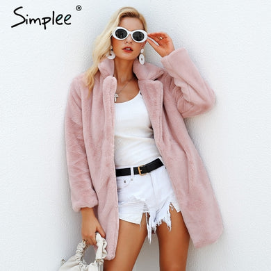 Elegant Shaggy Faux Fur Coat