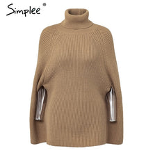 Load image into Gallery viewer, Knitted Turtleneck Cloak Casual Pullover