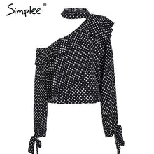 Load image into Gallery viewer, One Shoulder Polka-dot Ruffle Blouse