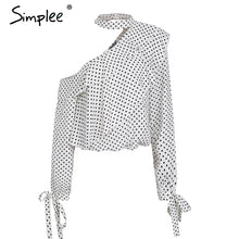 Load image into Gallery viewer, One Shoulder Polka-dot Ruffle Blouse