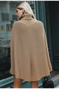 Knitted Turtleneck Cloak Casual Pullover