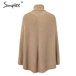 Knitted Turtleneck Cloak Casual Pullover