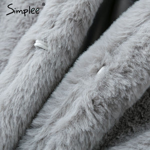 Elegant Shaggy Faux Fur Coat