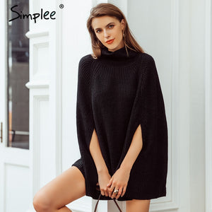 Knitted Turtleneck Cloak Casual Pullover