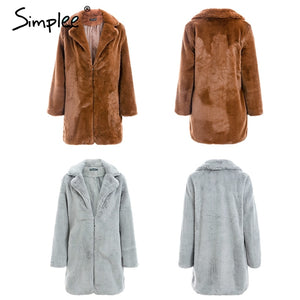 Elegant Shaggy Faux Fur Coat