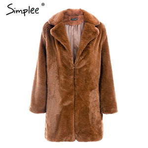 Elegant Shaggy Faux Fur Coat