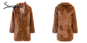 Elegant Shaggy Faux Fur Coat