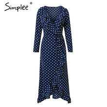 Load image into Gallery viewer, Polka-dot Ruffle Wrap Long Dress