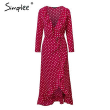 Load image into Gallery viewer, Polka-dot Ruffle Wrap Long Dress